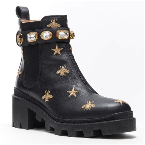 gucci boots gold bees|Gucci men's shoes bee.